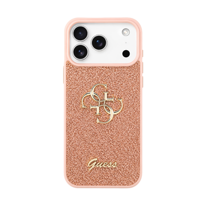 جراب Guess PU Glitter مع شعار معدني كبير 4G 17 Pro
