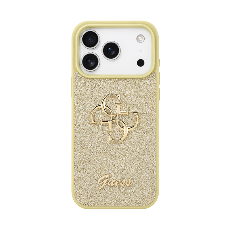 جراب Guess PU Glitter مع شعار معدني كبير 4G 17 Pro