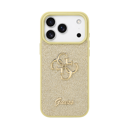 جراب Guess PU Glitter مع شعار معدني كبير 4G 17 Pro