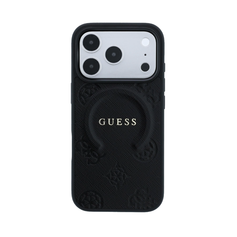 Guess phone case featuring a transparent design