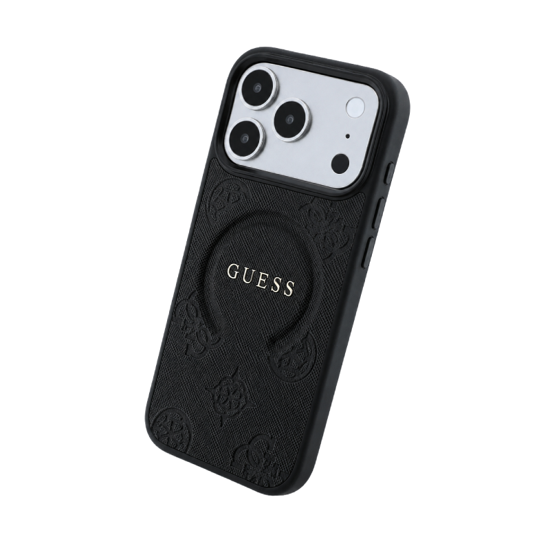 Guess phone case featuring a transparent design
