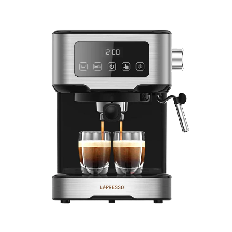 Lepresso digital coffee machine with 15 bar pressure pump and capsule filter