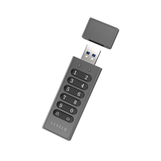 Levelo Lockvault Digital 128GB Encrypted USB Flash Drive - Gray