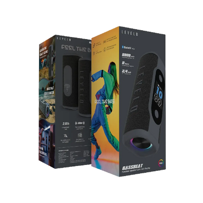 Levelo Bassbeat Portable Speaker With LED Display - Black