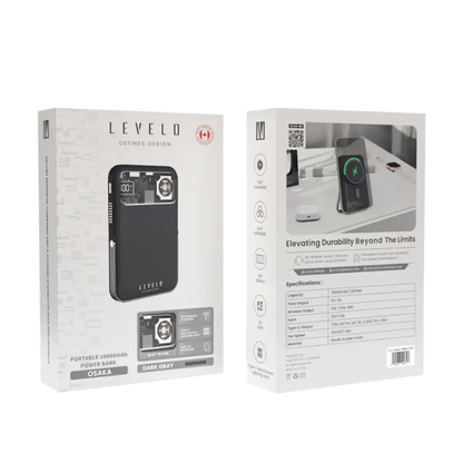 Levelo Osaka Portable 10000mAh Power Bank - Dark Grey