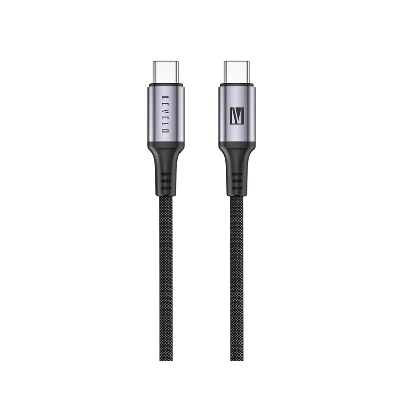 كابل Levelo Otto USB C إلى C بقوة 60 واط من الجلد - أسود