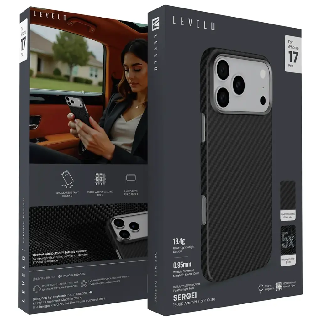 Levelo Sergei 1500D Aramid Fiber Case for iPhone 17 Pro