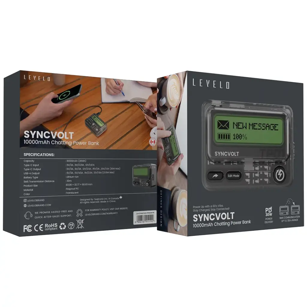 Levelo Syncvolt 10000mAh Chatting Power Bank - Translucent