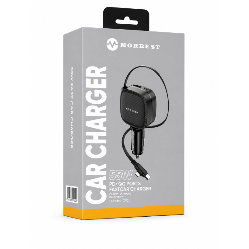 Morbest C92 55W PD + QC Ports Fast Car Charger