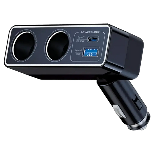 Powerology Brio 54W Multi-Port Car Charger - Black