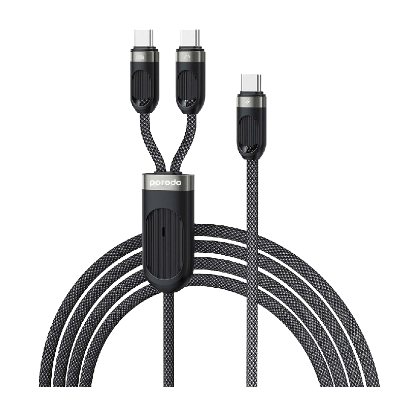 Porodo Dual Type-C Fast Charging Cable USB-C PD Input - Black