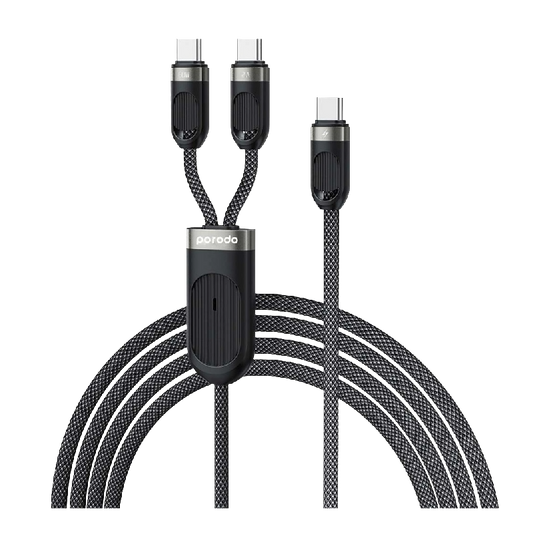 Porodo Dual Type-C Fast Charging Cable USB-C PD Input - Black