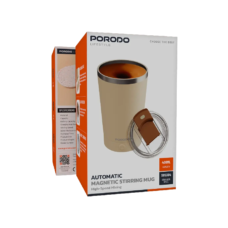 Porodo Lifestyle Automatic Magnetic Stirring Mug with High-Speed Mixing