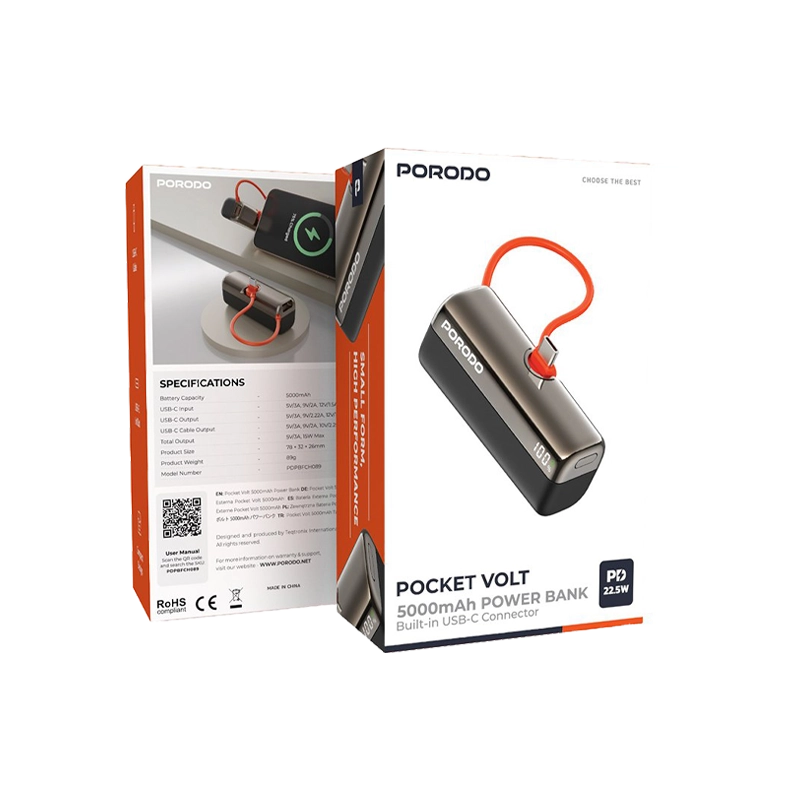Porodo Pocket Volt 5000mAh Power Bank White