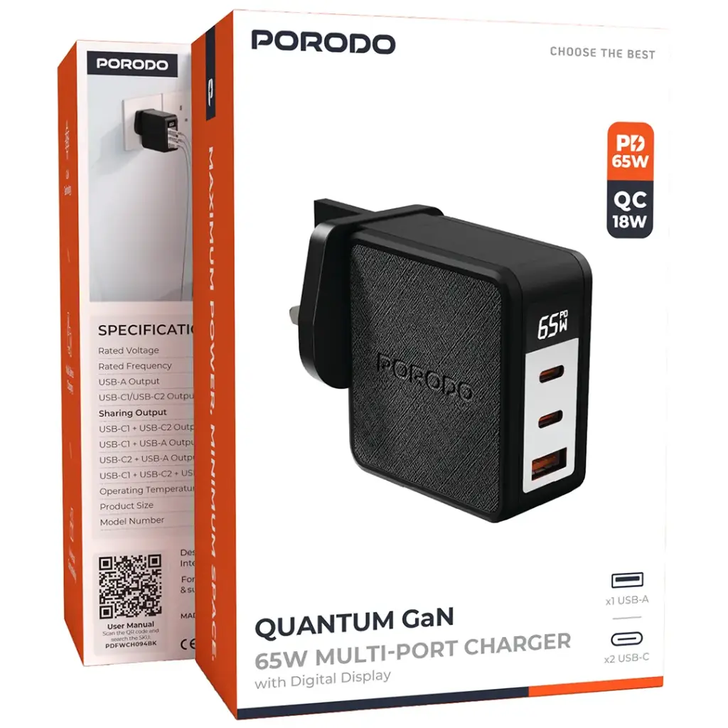 PORODO QUANTUM GAN 65W CHARGER