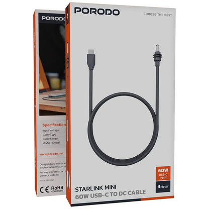 Porodo Starlink Mini 60W USB-C to DC Cable - Gray