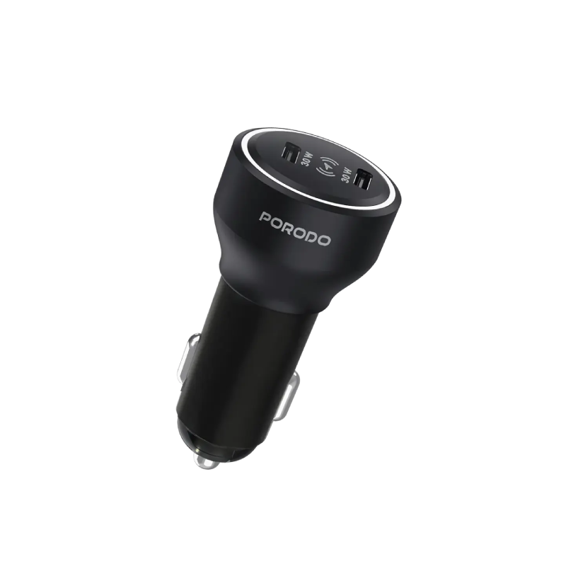 Porodo Velano Car Charger with Dual USB-C Ports - Black