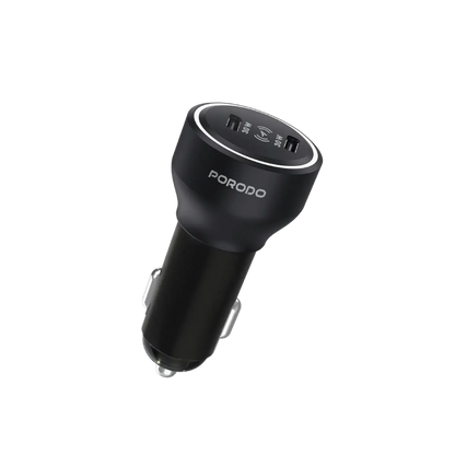 Porodo Velano Car Charger with Dual USB-C Ports - Black