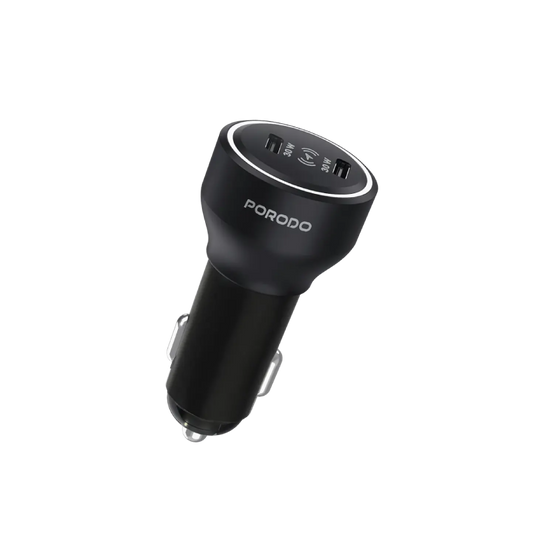 Porodo Velano Car Charger with Dual USB-C Ports - Black