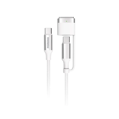 Porodo 2-in-1 Cable MagSafe 3 Charging Cable with USB-C to USB-C - White