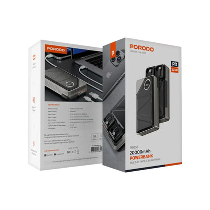 Porodo 20000mAh Power Bank Built-In Type-C & Lightning