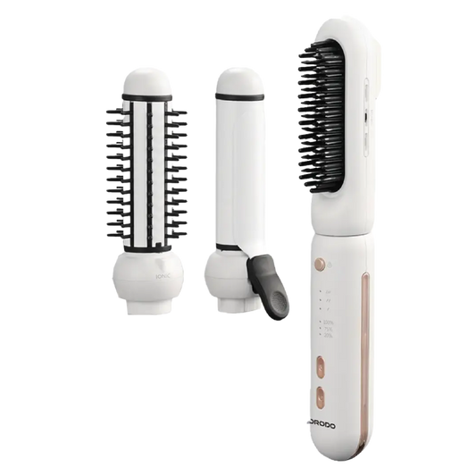 Porodo 3-In-1 Cordless Hair Styling Tool Hair Straightener & Curling Iron - White