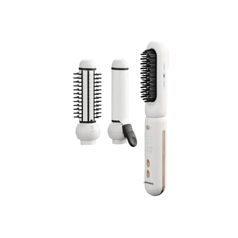 Porodo 3-In-1 Cordless Hair Styling Tool Hair Straightener & Curling Iron - White