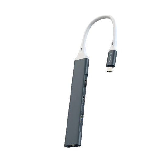 موصل بورودو ألومنيوم متعدد المنافذ USB-C مع نقل بيانات 5 جيجابت في الثانية - رمادي