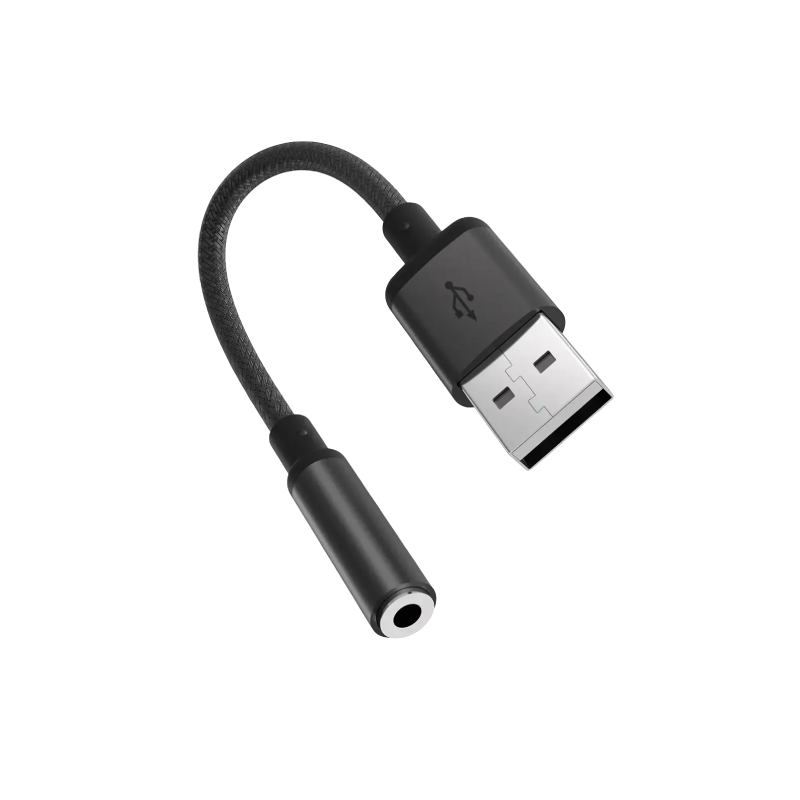 محول جاك الصوت من Porodo Audiolink أنثى 3.5 ملم إلى USB-A - أسود