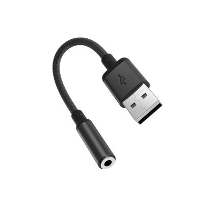 محول جاك الصوت من Porodo Audiolink أنثى 3.5 ملم إلى USB-A - أسود