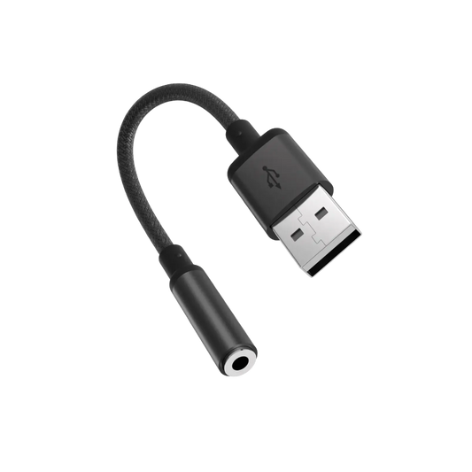 محول جاك الصوت من Porodo Audiolink أنثى 3.5 ملم إلى USB-A - أسود
