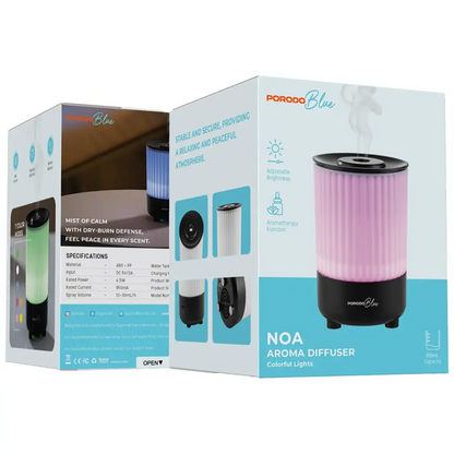Porodo Blue Noa Aroma Diffuser with Colorful Lights - Black