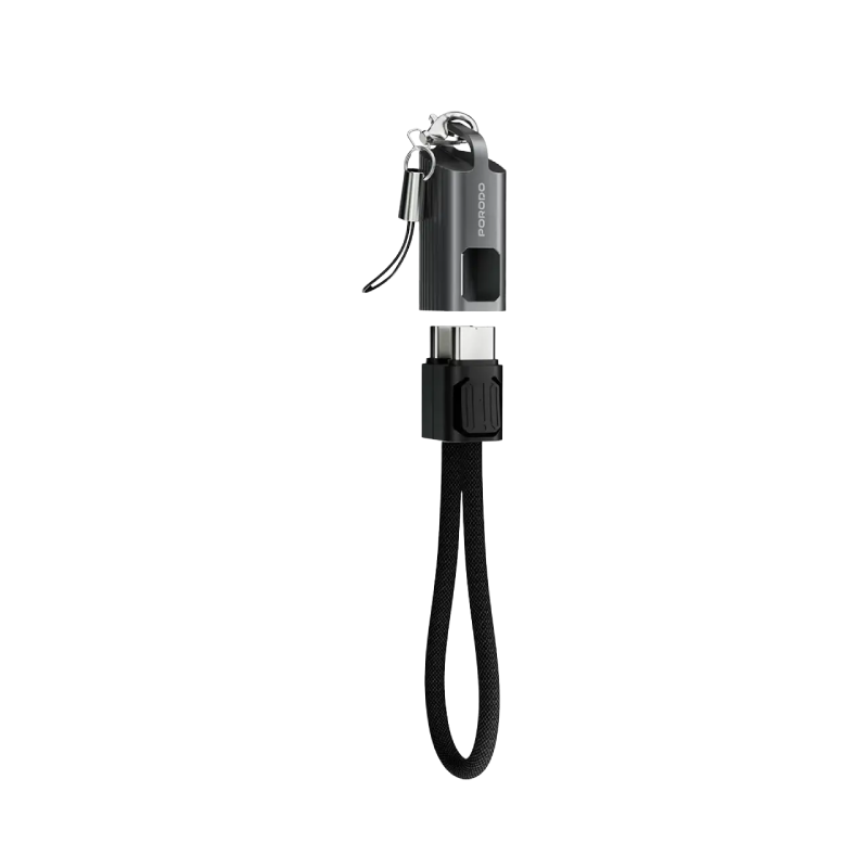 Porodo Chargeloop Keychain Data Cable USB-C to USB-C - Black