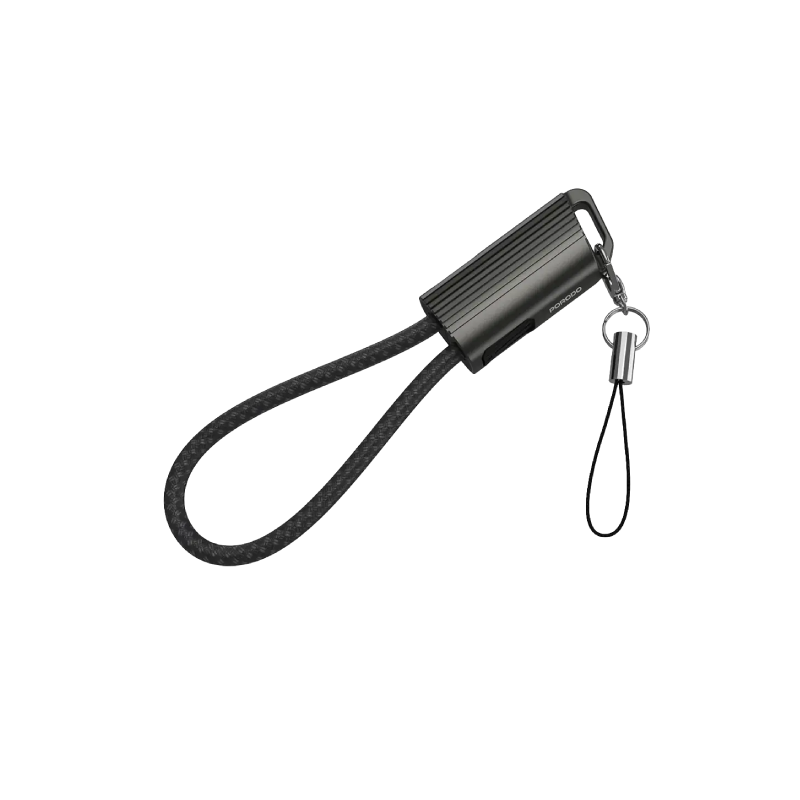 Porodo Chargeloop Keychain Data Cable USB-C to USB-C - Black