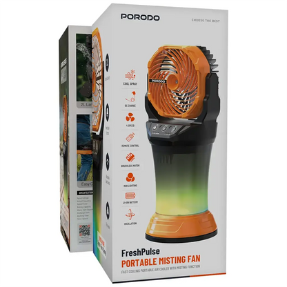 Porodo FreshPulse Portable Misting Fan - Orange & Black