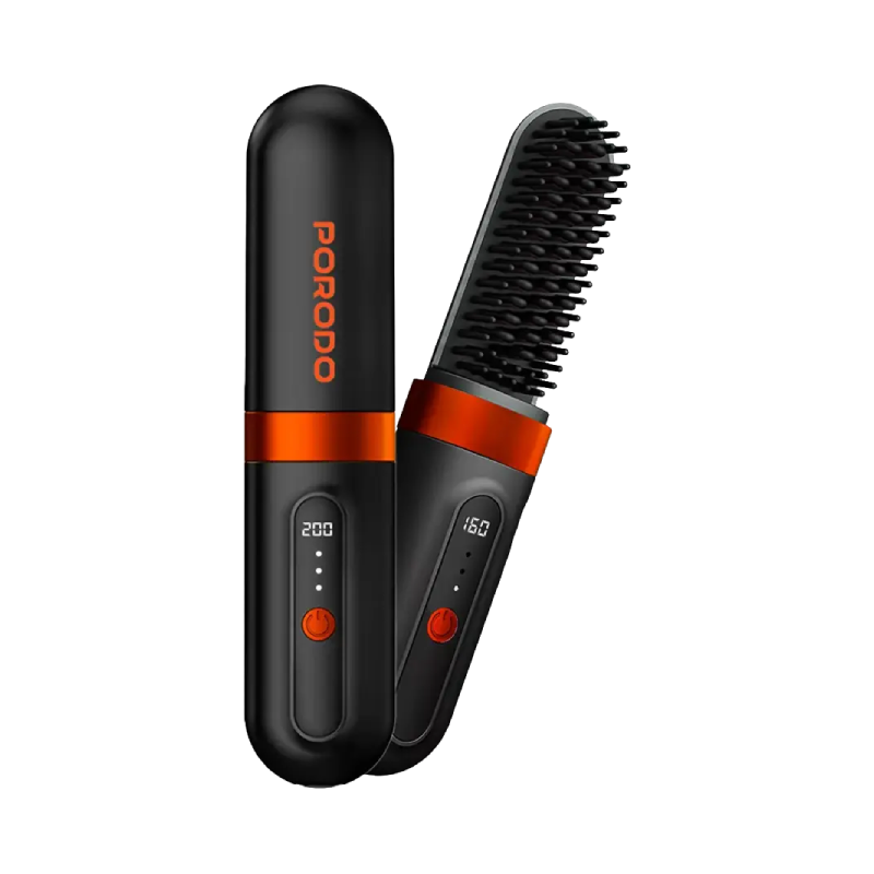 Porodo Lifestyle Portable Heated Styling Brush - Black