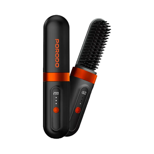 Porodo Lifestyle Portable Heated Styling Brush - Black