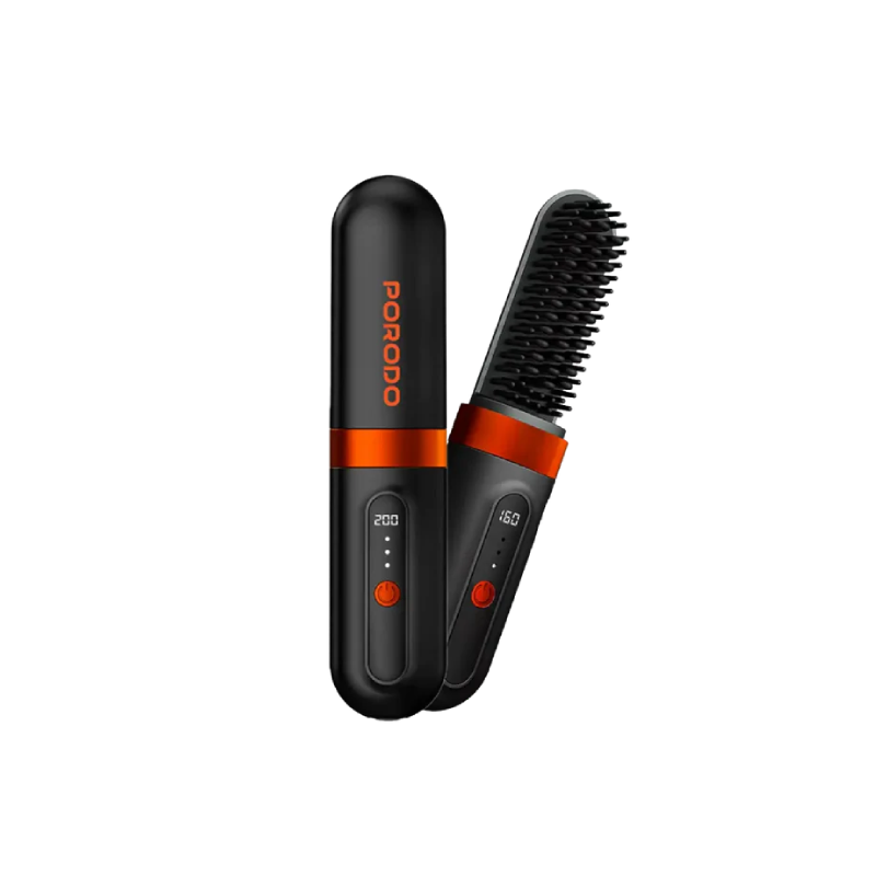 Porodo Lifestyle Portable Heated Styling Brush - Black