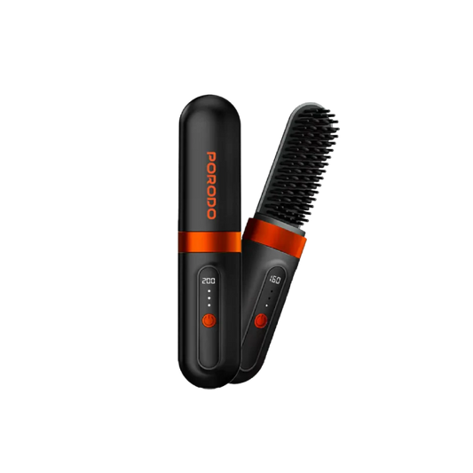 Porodo Lifestyle Portable Heated Styling Brush - Black