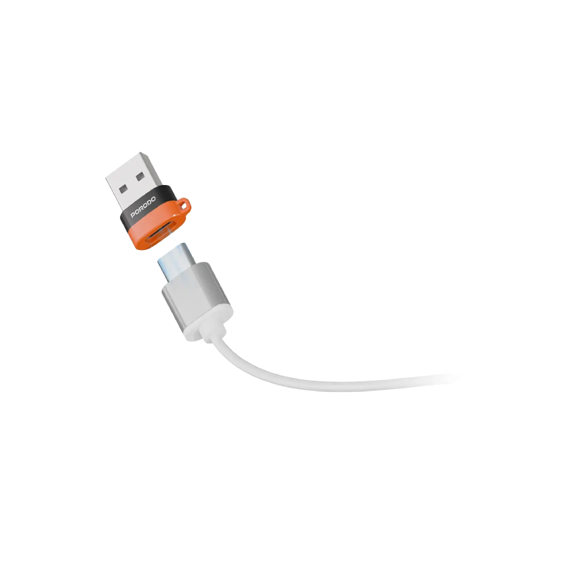 Porodo SnapCharge USB-A to USB-C Converter - Black & Orange