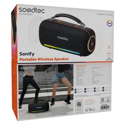 Porodo Soundtec Sonify Portable Wireless Speaker - Black