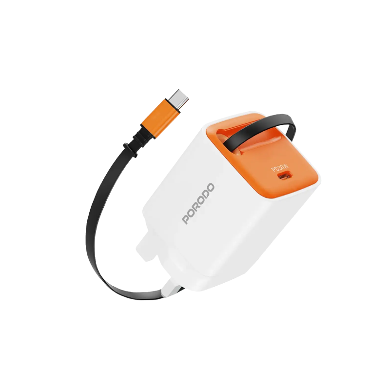 شاحن بورودو تيزباترو 30 واط جان مع كابل USB-C قابل للسحب
