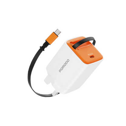 شاحن بورودو تيزباترو 30 واط جان مع كابل USB-C قابل للسحب