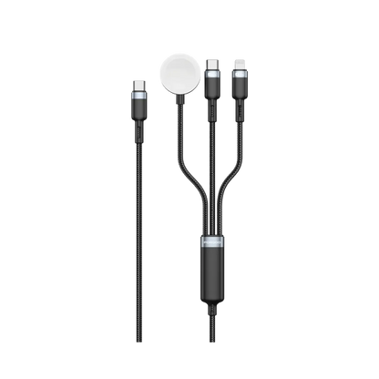 Porodo TrioLink 3-In-1 Charging Cable Type-C, Lightning and iWatch - Black