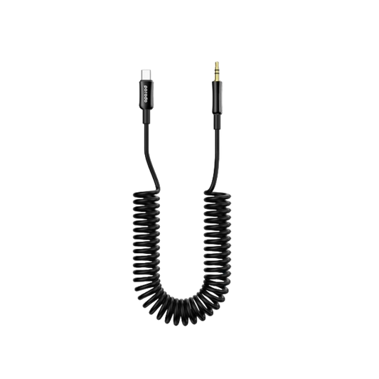 Porodo Type C to AUX Coil Cable 1.2M - Black