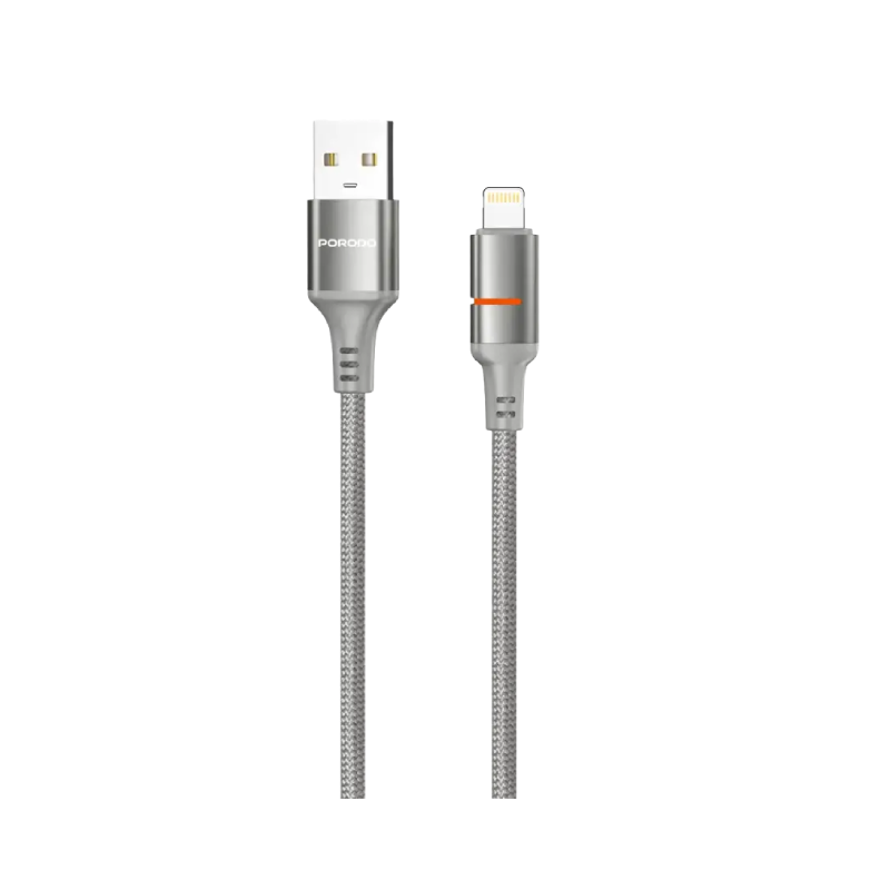 كابل بورودو USB-A إلى USB-C/Lightning مع ضوء LED