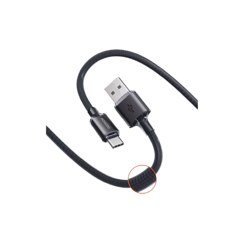 Porodo USB-A to USB-C Braided Cable - Black