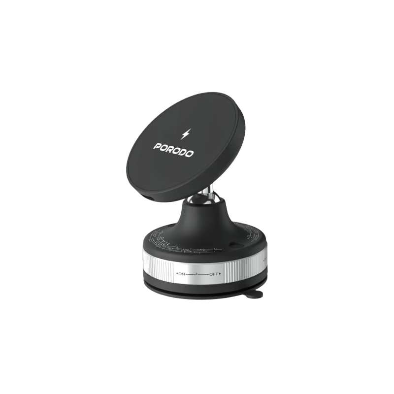 Porodo Vacuseal Smart Suction Wireless Charging Mount - Black