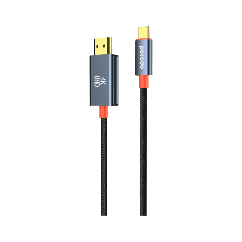 Porodo Woven Cable Type-C to HDMI - Black