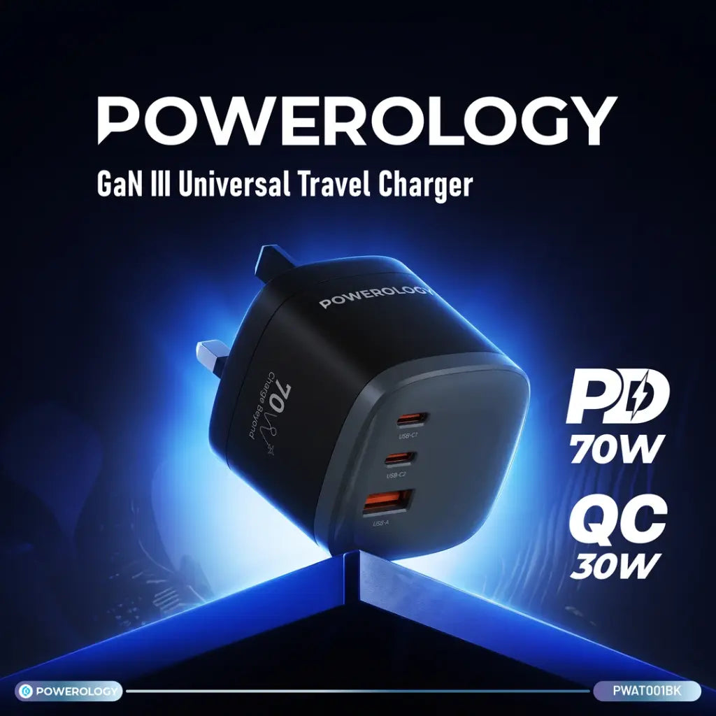 Powerology 70W GaN III Universal Travel Charger